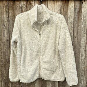 Uniqlo Cream Fuzzy Full Zip Jacket Size XL